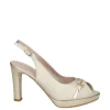 Armando olivieri Sandalo tacco Leoness Platino