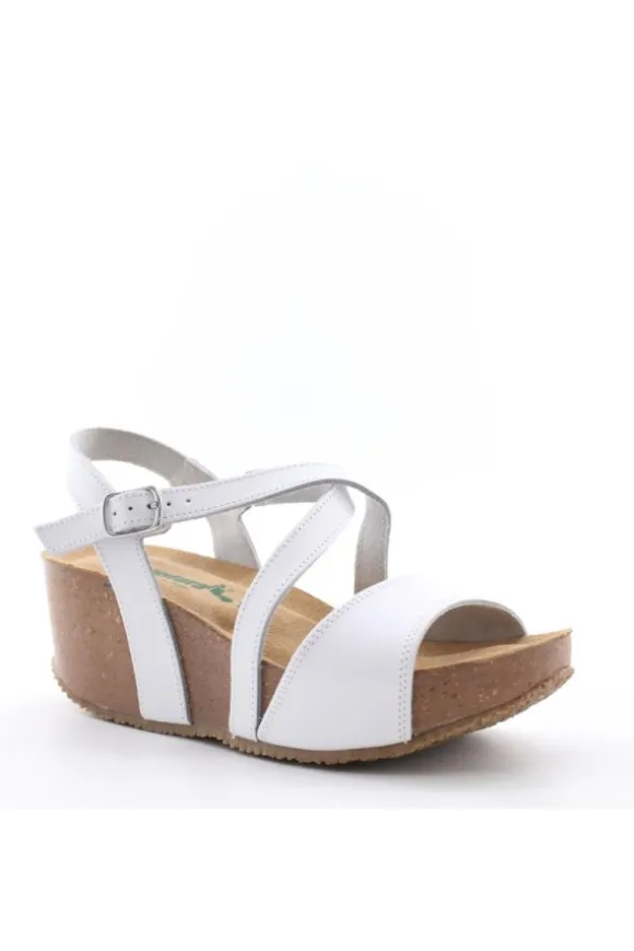Bionatura Sandalo zeppa 24a810 Bianco