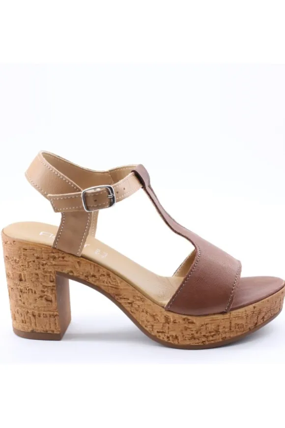 Florali Sandalo tacco P2495 Cuoio