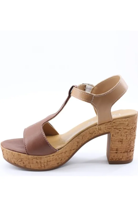 Florali Sandalo tacco P2495 Cuoio