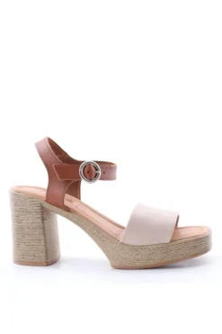 Florali Sandalo tacco Zn23 Nude/cuoio