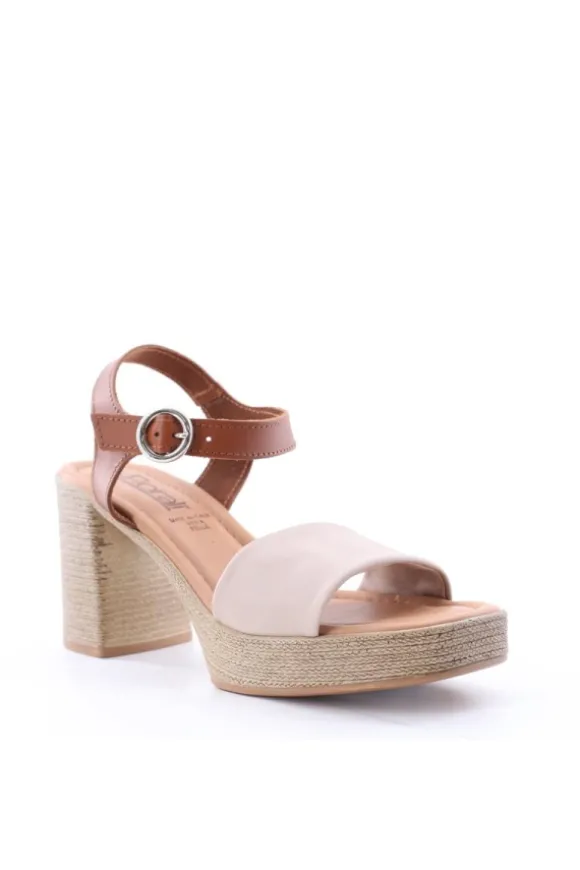 Florali Sandalo tacco Zn23 Nude/cuoio