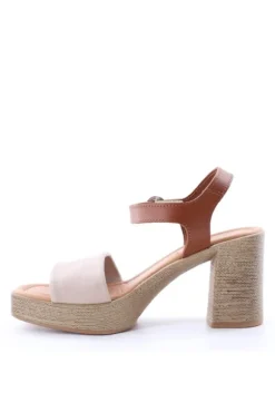 Florali Sandalo tacco Zn23 Nude/cuoio