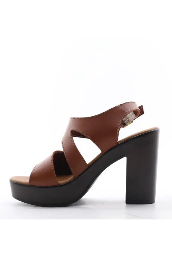 Florali Sandalo tacco Zo11 Cuoio