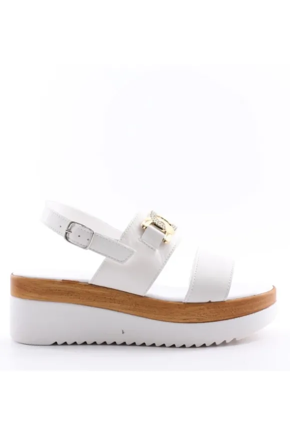 Florali Sandalo zeppa A3475 Bianco