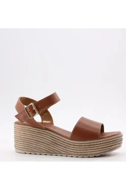 Florali Sandalo zeppa Kt44 Cuoio