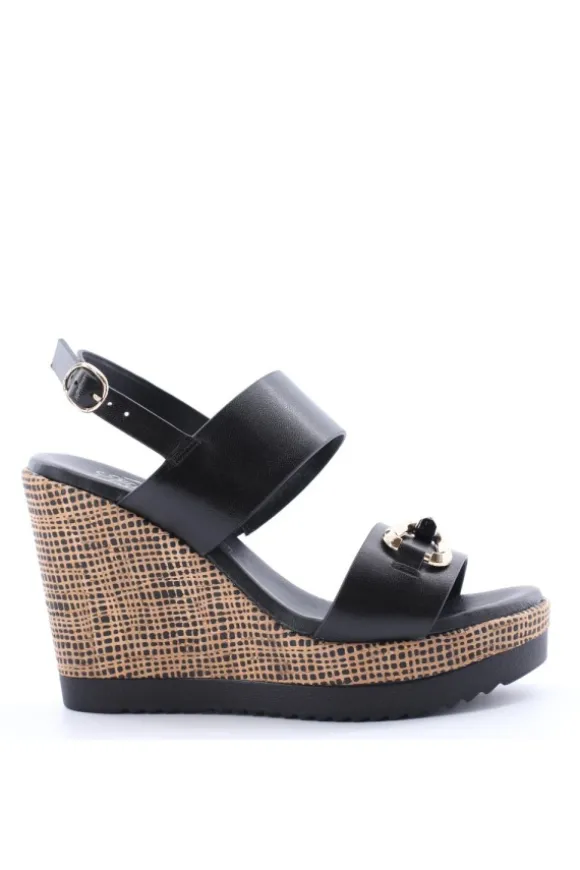 Kiss e shock Sandalo zeppa 52223 Nero