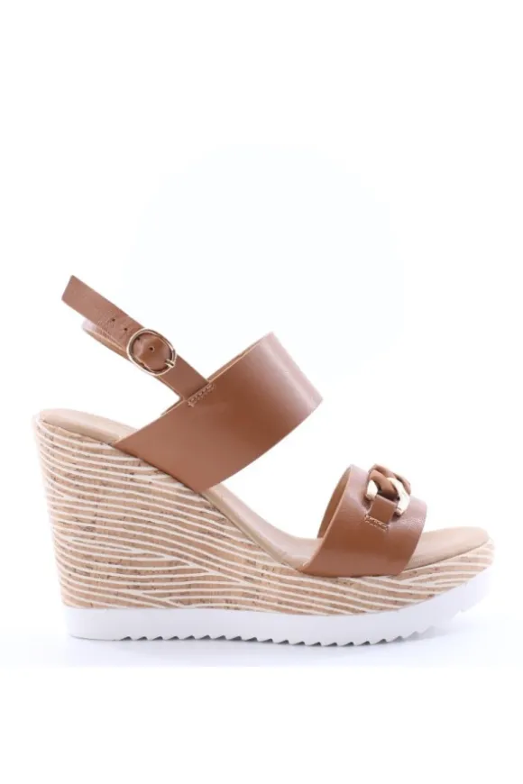 Kiss e shock Sandalo zeppa 52216 Cuoio