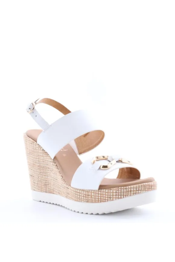 Kiss e shock Sandalo zeppa 52223 Bianco