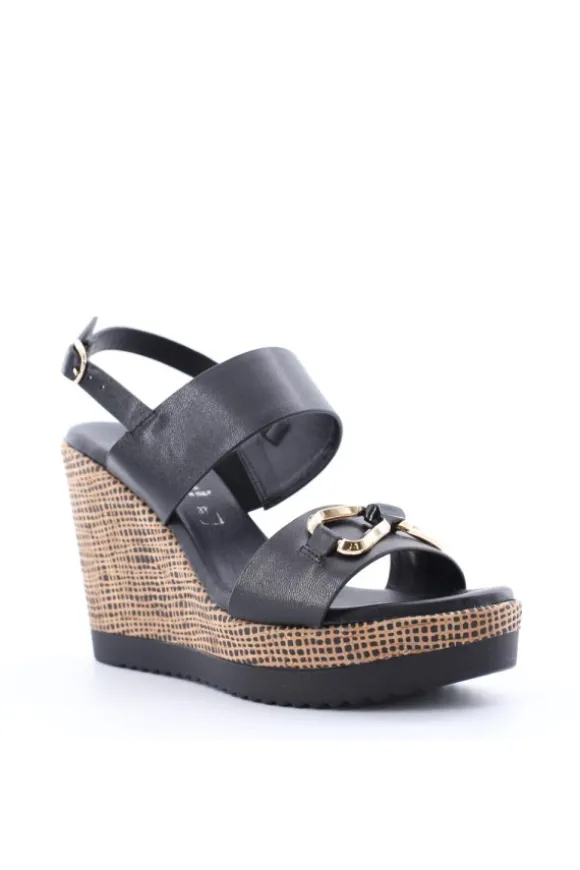 Kiss e shock Sandalo zeppa 52223 Nero