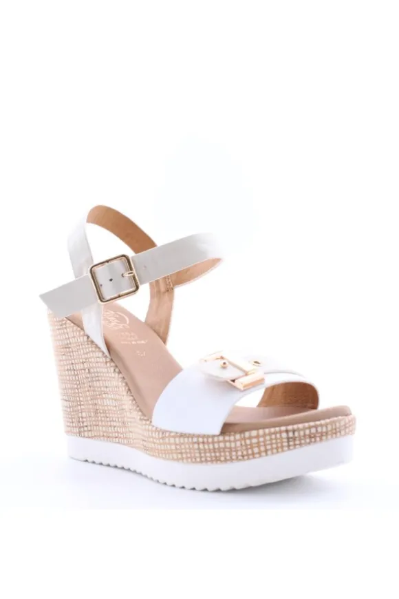Kiss e shock Sandalo zeppa 52221 Bianco