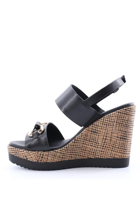 Kiss e shock Sandalo zeppa 52223 Nero