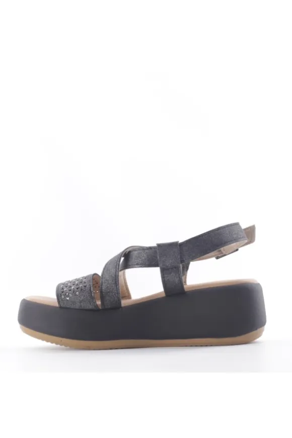 Valleverde Sandalo zeppa 55571 Nero